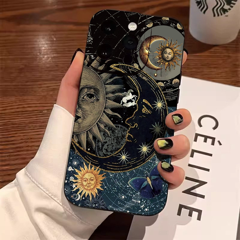 Samsung Galaxy S25 - Ästhetische Sonne-Mond-Print Handyhülle für Samsung Galaxy