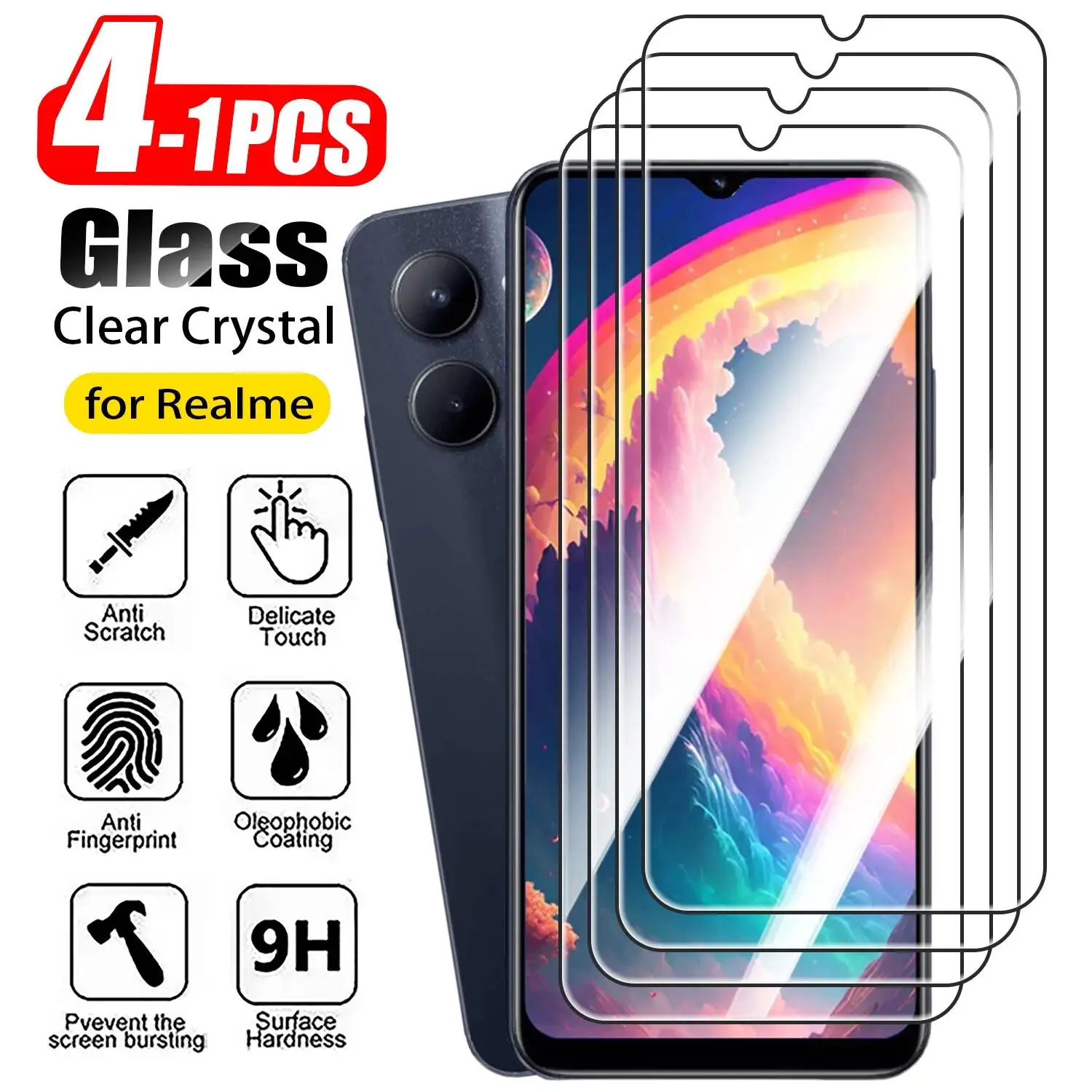 1-4 Stück Gehärtetes Glas für  – Realme C67 Bewertung und Preis